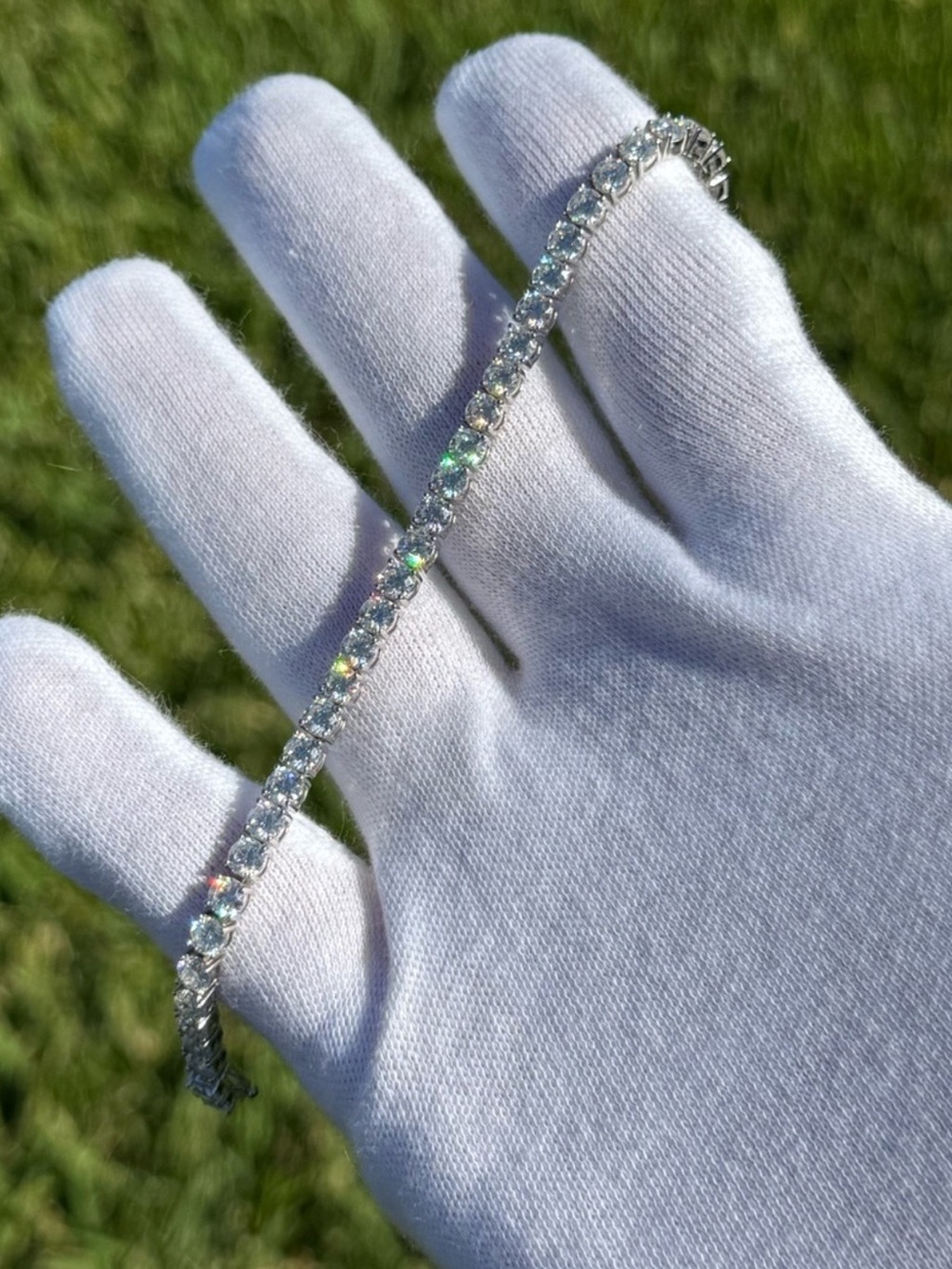 925 Silver, 14.4CTW Moissanite Tennis Bracelet - 8”